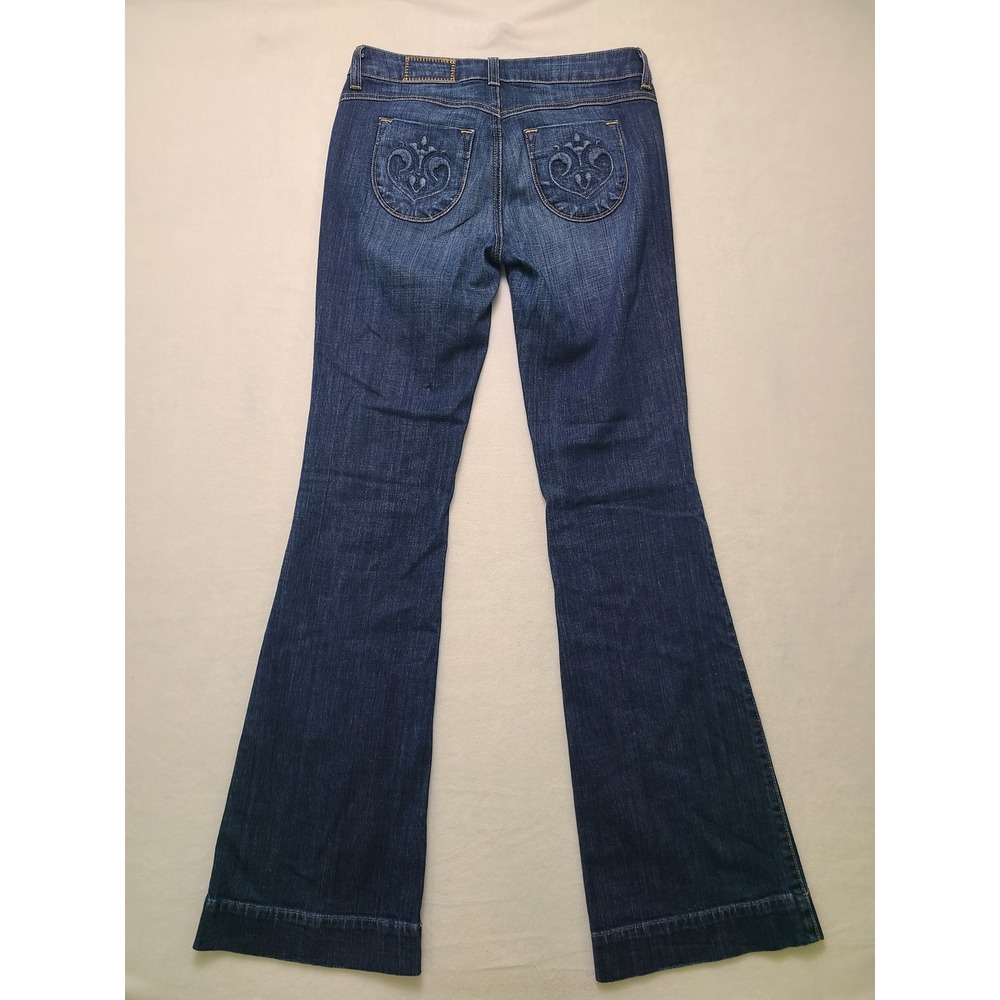 Siwy 26 Flare Jeans Y2K Boho Dark Wash Embroidered Pocket Wide Leg Denim Bratz